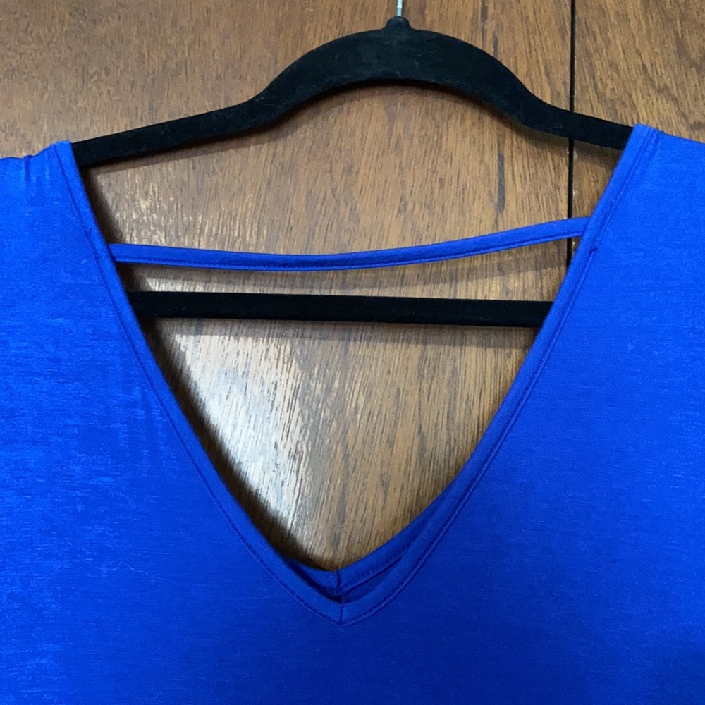 Blue v-neck maxi dress NWOT - Picture 2 of 5